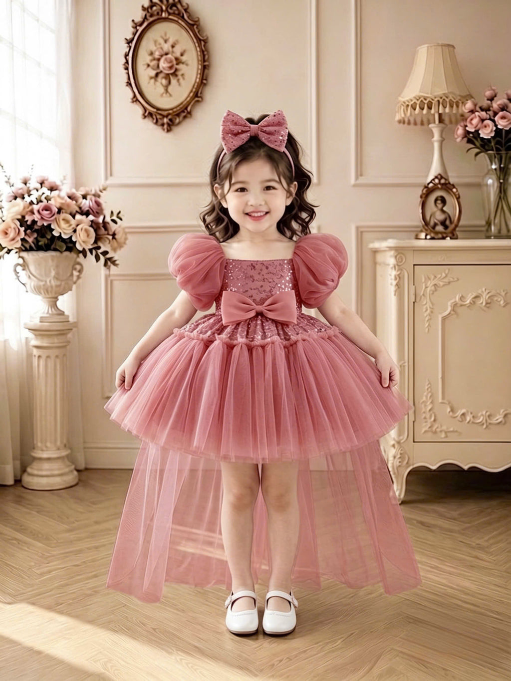 Celeste Princess 2-in-1 Dress 1–6 Years | Removable Train & Bow | Flower Girl, Birthday & Party Dress