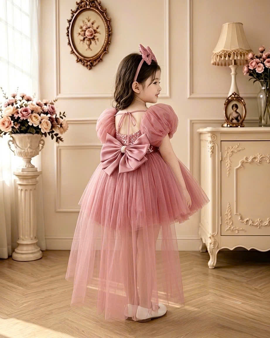 Celeste Princess 2-in-1 Dress 1–6 Years | Removable Train & Bow | Flower Girl, Birthday & Party Dress