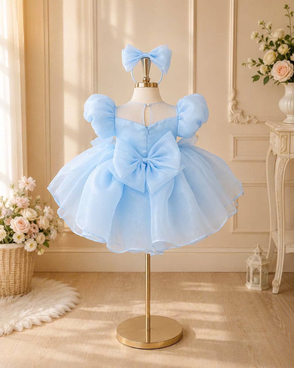 Pearl Princess Organza Dress 1–6 Years | Flower Girl, First Birthday & Special Occasion Dress