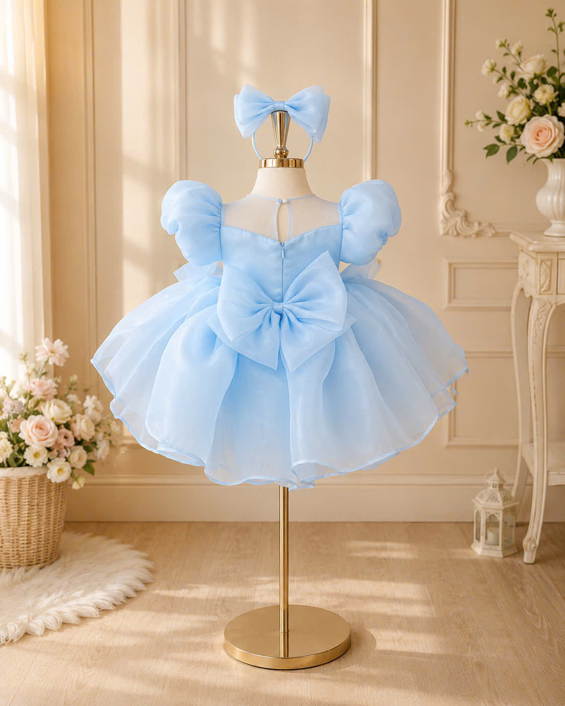 Pearl Princess Organza Dress 1–6 Years | Flower Girl, First Birthday & Special Occasion Dress