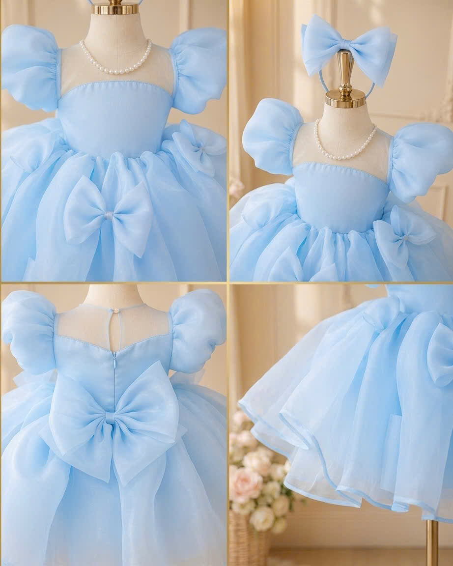 Pearl Princess Organza Dress 1–6 Years | Flower Girl, First Birthday & Special Occasion Dress