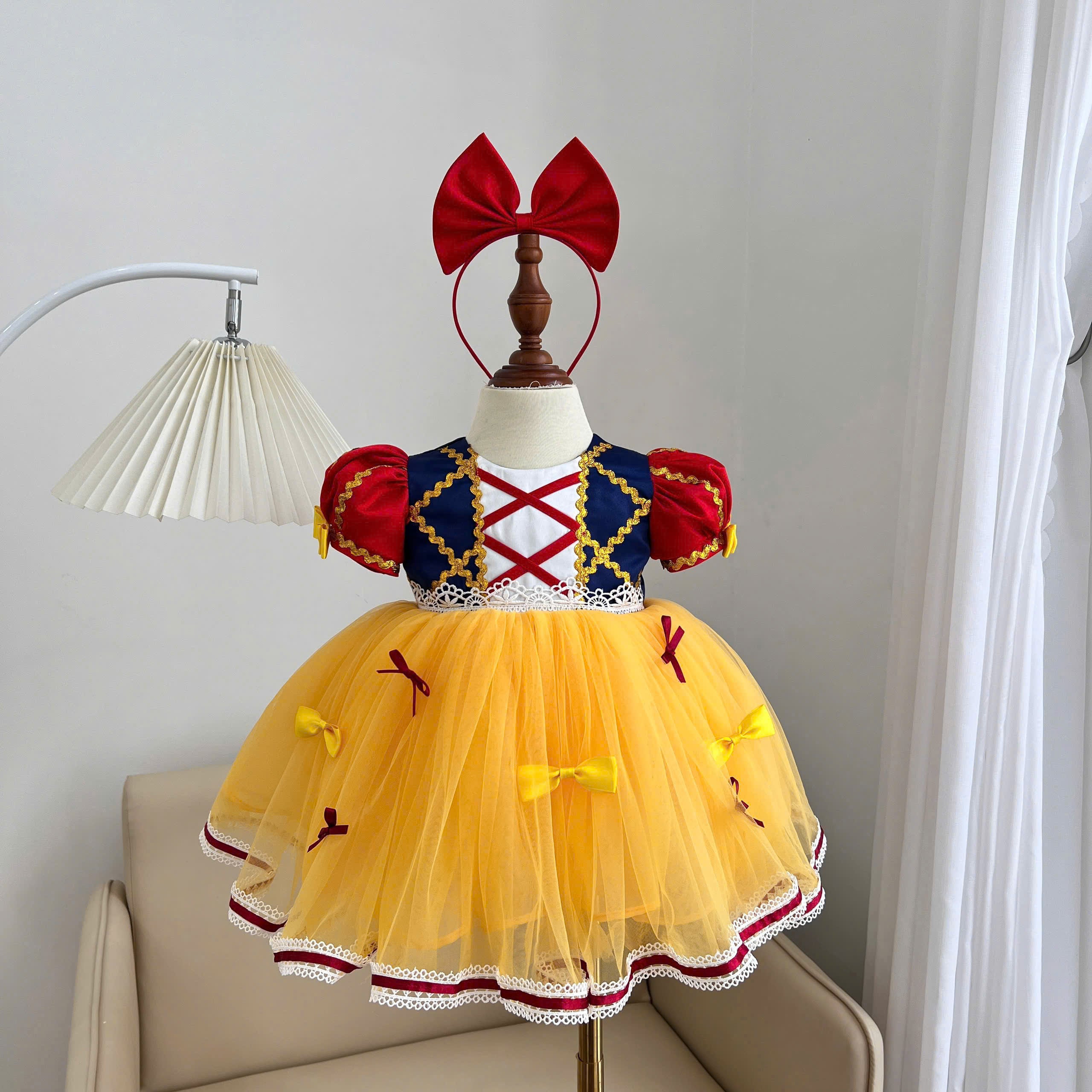 Snow White Inspired Girl Dress 1–6 Years | Princess Tulle Dress | Book Week, Birthday & Fairytale Party Outfit