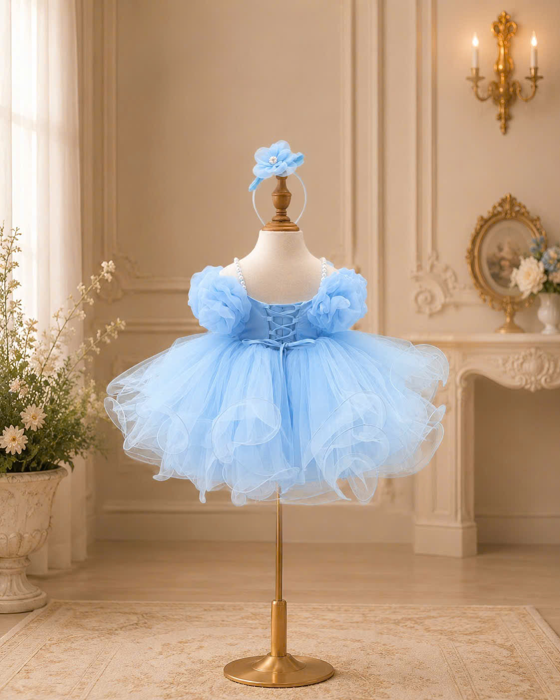 Blooming Petals Princess Dress 1–6 Years | 3D Floral Flower Girl Dress | First Birthday, Wedding & Special Occasion Dress