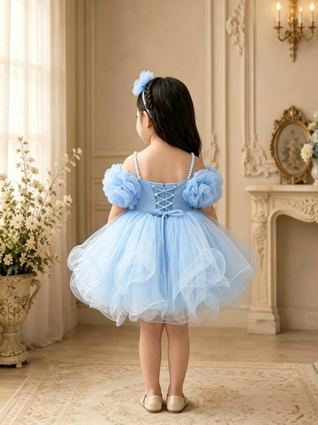Blooming Petals Princess Dress 1–6 Years | 3D Floral Flower Girl Dress | First Birthday, Wedding & Special Occasion Dress