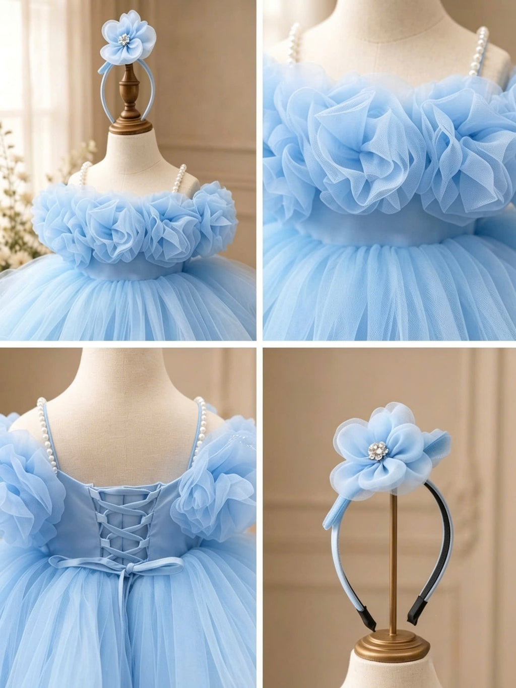 Blooming Petals Princess Dress 1–6 Years | 3D Floral Flower Girl Dress | First Birthday, Wedding & Special Occasion Dress