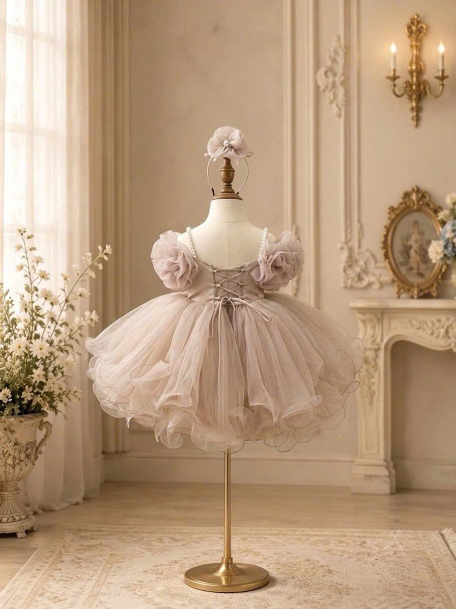 Blooming Petals Princess Dress 1–6 Years | 3D Floral Flower Girl Dress | First Birthday, Wedding & Special Occasion Dress