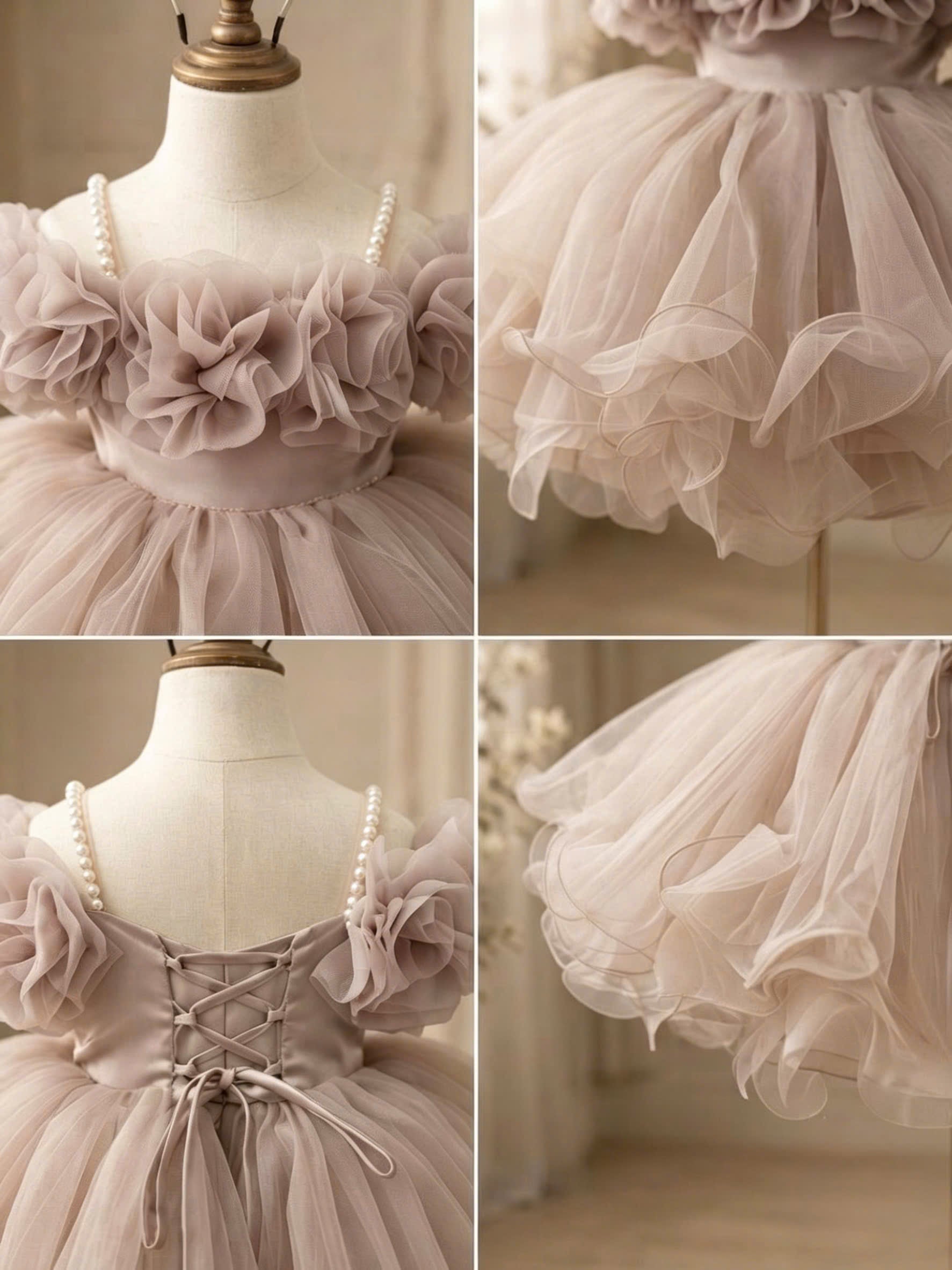 Blooming Petals Princess Dress 1–6 Years | 3D Floral Flower Girl Dress | First Birthday, Wedding & Special Occasion Dress