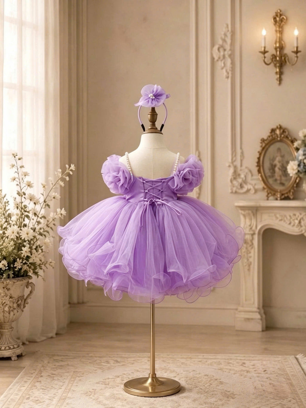 Blooming Petals Princess Dress 1–6 Years | 3D Floral Flower Girl Dress | First Birthday, Wedding & Special Occasion Dress