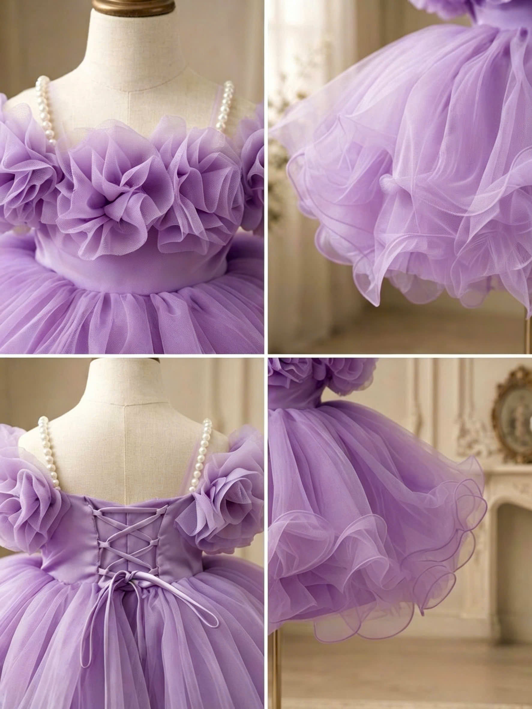 Blooming Petals Princess Dress 1–6 Years | 3D Floral Flower Girl Dress | First Birthday, Wedding & Special Occasion Dress