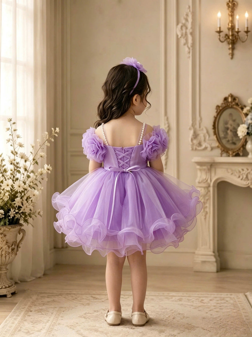 Blooming Petals Princess Dress 1–6 Years | 3D Floral Flower Girl Dress | First Birthday, Wedding & Special Occasion Dress