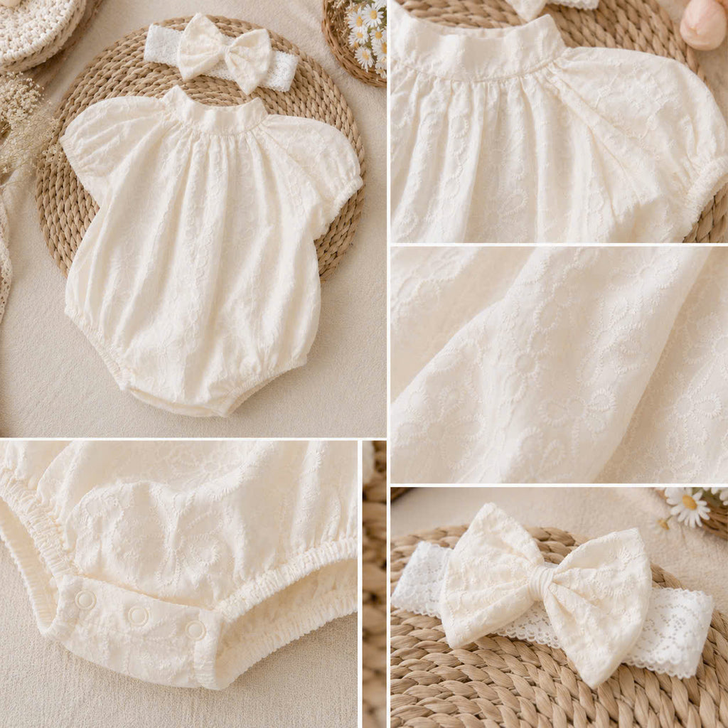 Lace Dream Baby Romper Set Newborn–12 Months | Lace Romper Dress, First Birthday, Christening & Photoshoot Outfit