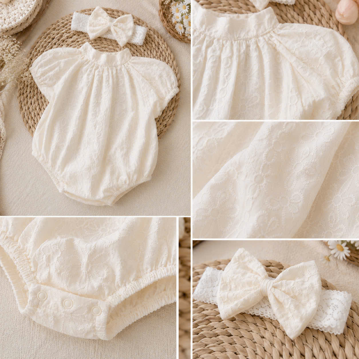 Lace Dream Baby Romper Set Newborn–12 Months | Lace Romper Dress, First Birthday, Christening & Photoshoot Outfit