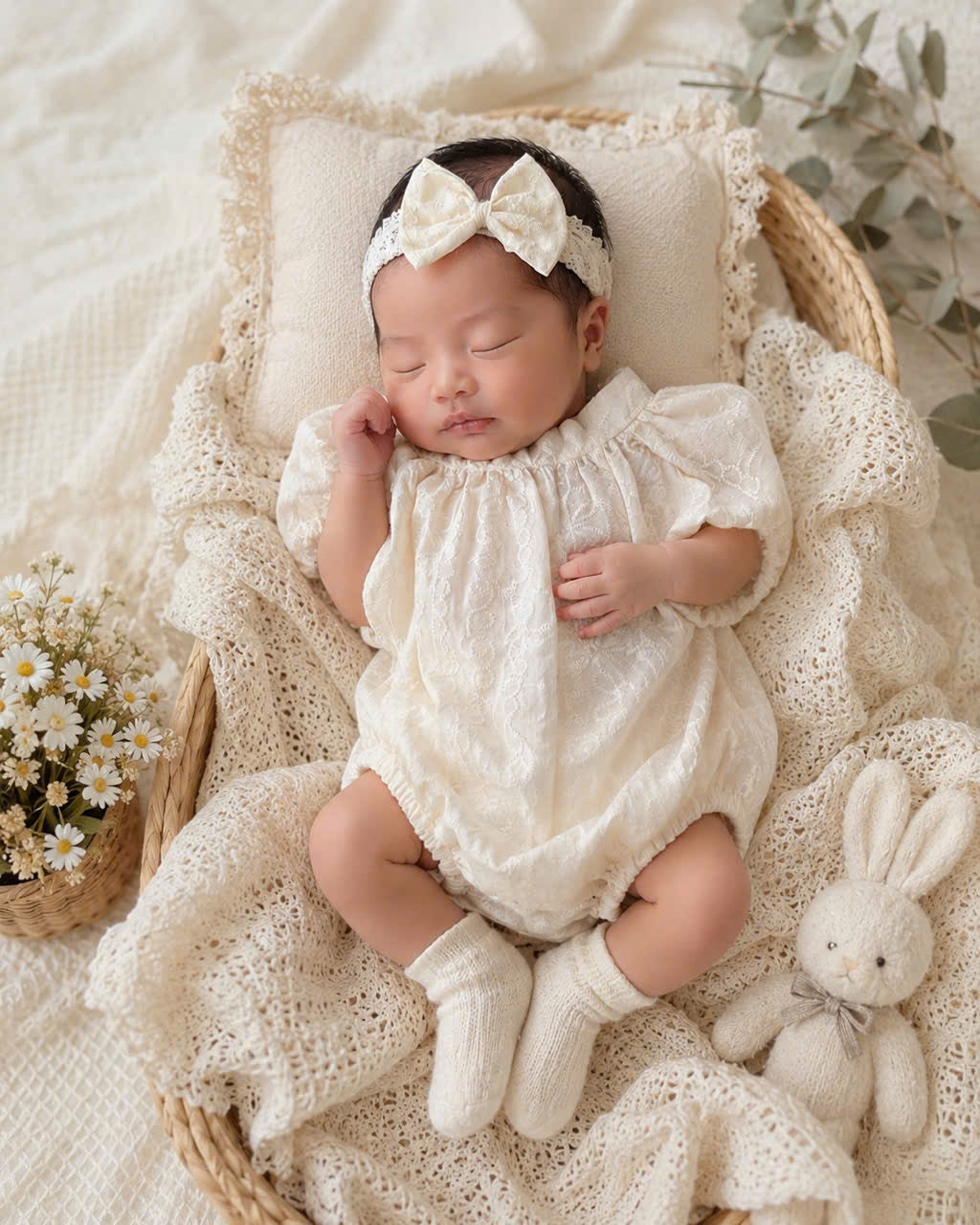 Lace Dream Baby Romper Set Newborn–12 Months | Lace Romper Dress, First Birthday, Christening & Photoshoot Outfit