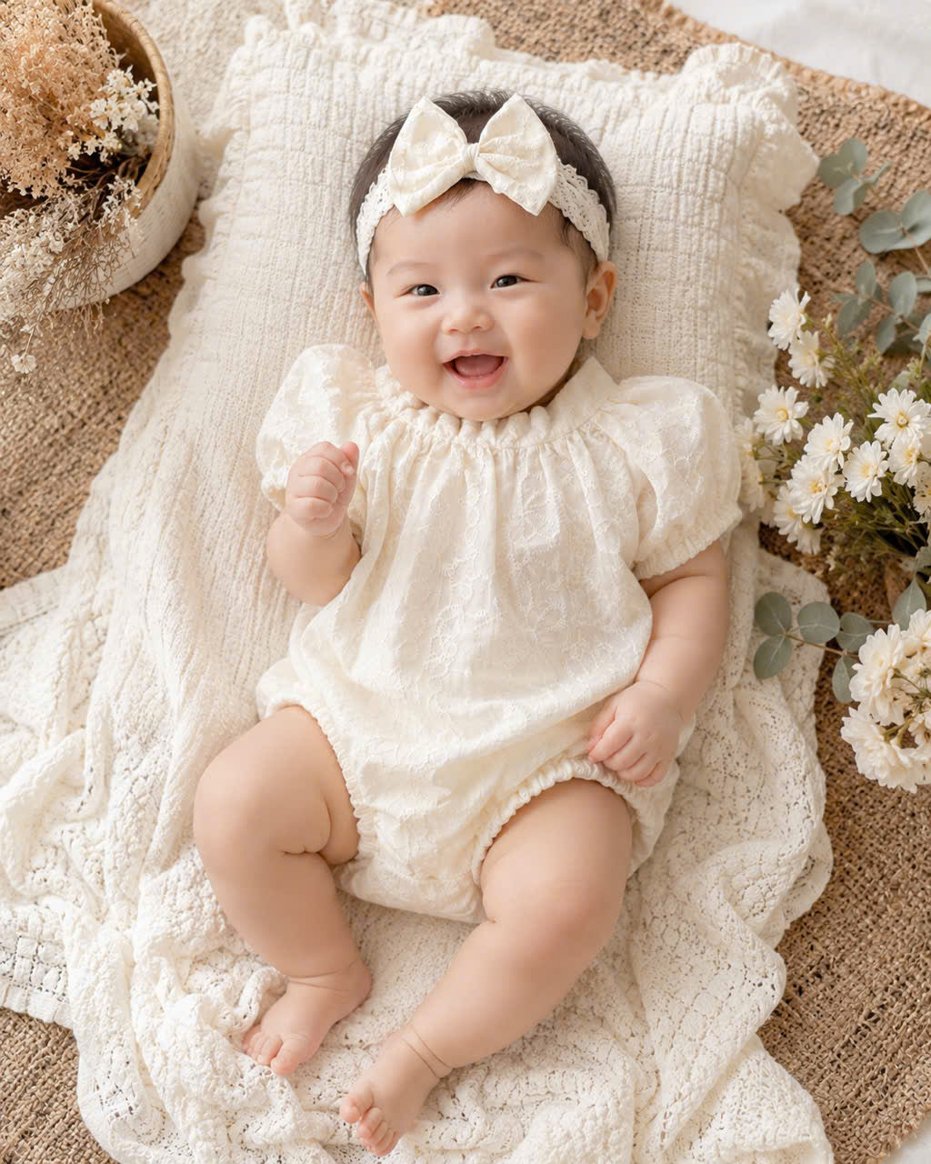 Lace Dream Baby Romper Set Newborn–12 Months | Lace Romper Dress, First Birthday, Christening & Photoshoot Outfit