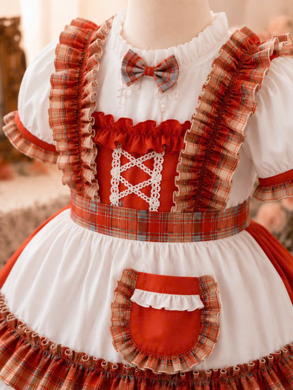 Autumn Pumpkin Patch Prairie Dress 1–6 Years | Vintage Short Sleeve Cottagecore Girl Dress with Matching Hair Accessory | Thanksgiving & Harvest Outfit