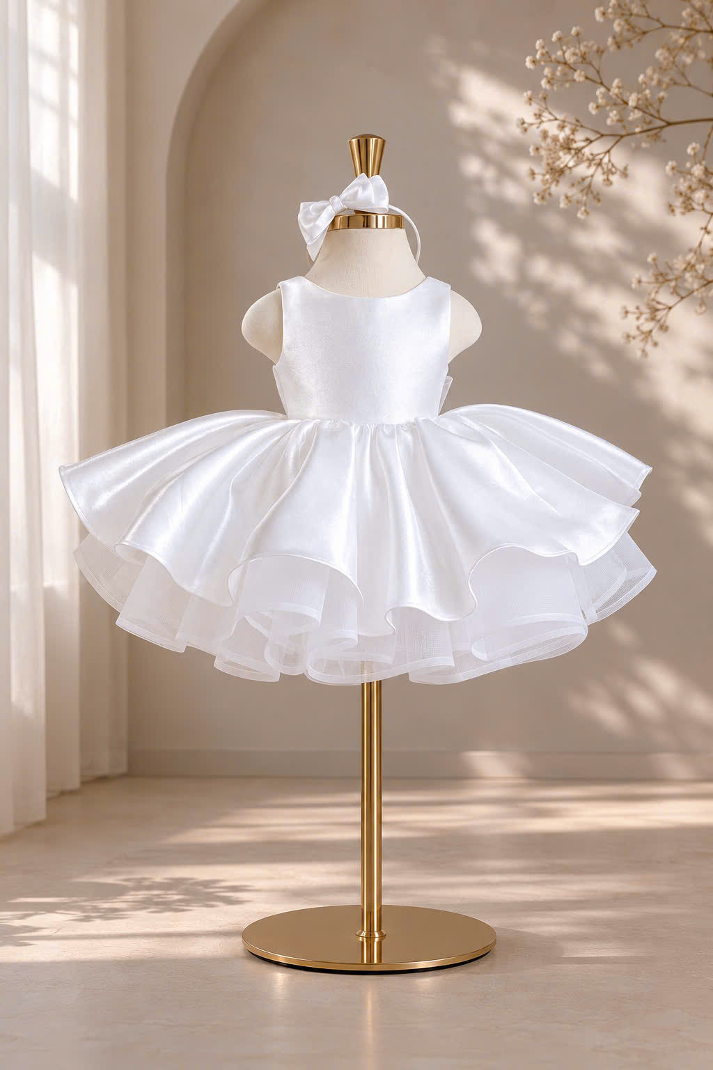 Celeste Bow Party Dress 1–6 Years | Satin Flower Girl Dress with Oversized Back Bow | Girls Birthday, Wedding & Princess Dress