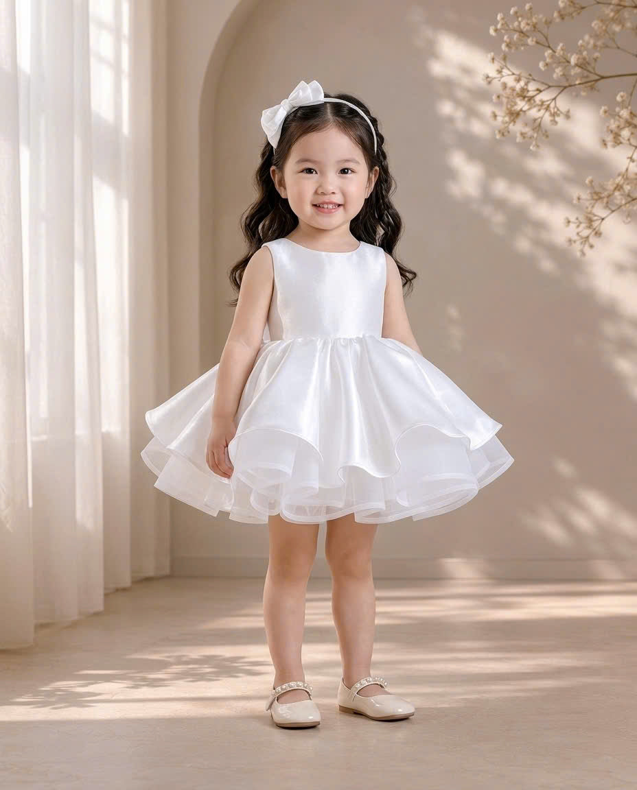 Celeste Bow Party Dress 1–6 Years | Satin Flower Girl Dress with Oversized Back Bow | Girls Birthday, Wedding & Princess Dress