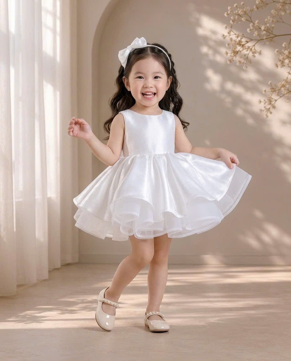 Celeste Bow Party Dress 1–6 Years | Satin Flower Girl Dress with Oversized Back Bow | Girls Birthday, Wedding & Princess Dress