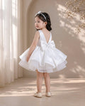Celeste Bow Party Dress 1–6 Years | Satin Flower Girl Dress with Oversized Back Bow | Girls Birthday, Wedding & Princess Dress