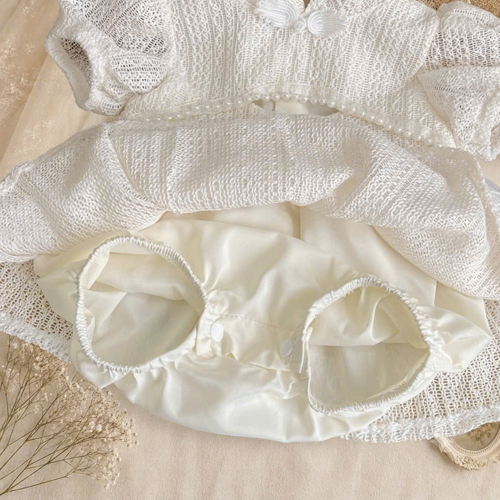 Ivory Lace Baby Romper Dress Newborn–2Years | Short Sleeve Christening, Baptism, First Birthday & Flower Girl Outfit
