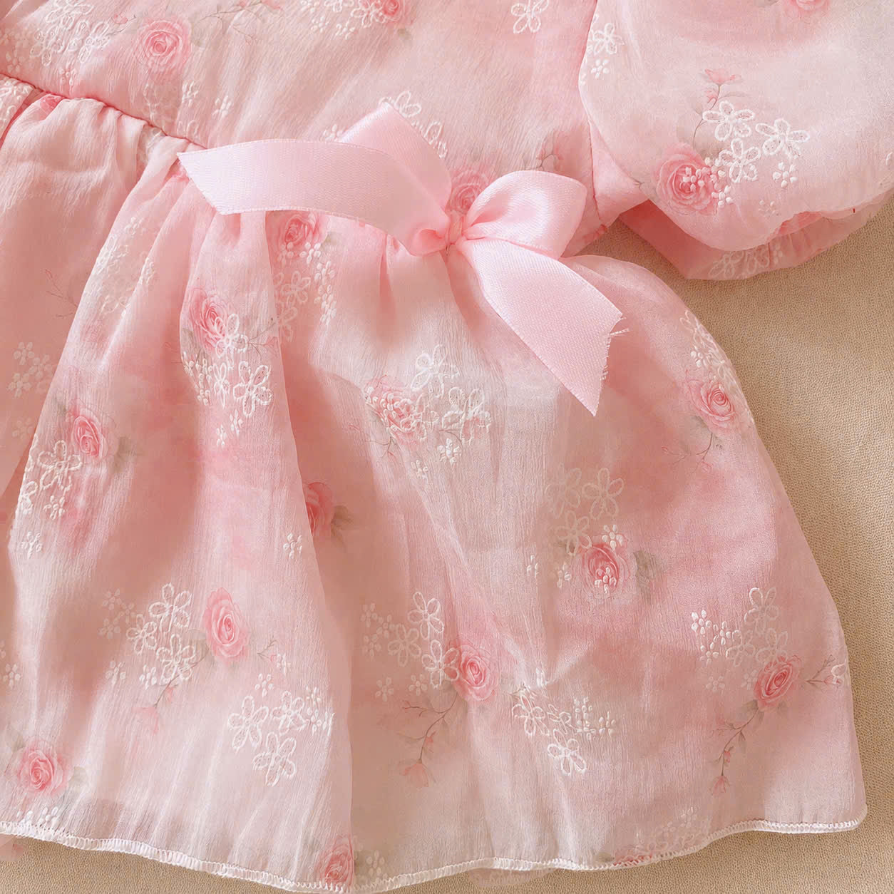 Cheongsam Romper Dress – Blush Peony Silk Newborn–12 Months | Floral Baby Romper with Matching Lace Headband | Lunar New Year Outfit