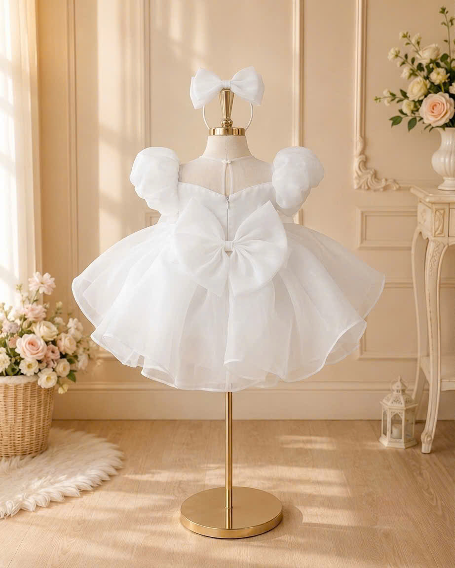 Pearl Princess Organza Dress 1–6 Years | Flower Girl, First Birthday & Special Occasion Dress