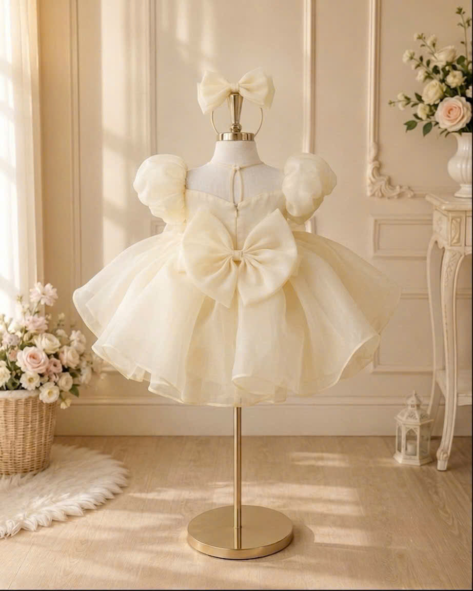 Pearl Princess Organza Dress 1–6 Years | Flower Girl, First Birthday & Special Occasion Dress