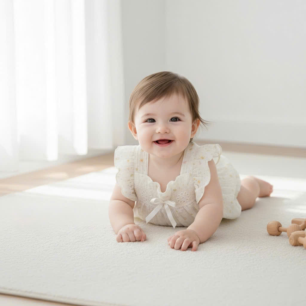 Sweet Blossom Muslin Babydoll Romper Set Newborn–12 Months | Floral Baby Romper with Matching Bib | Summer Baby Outfit