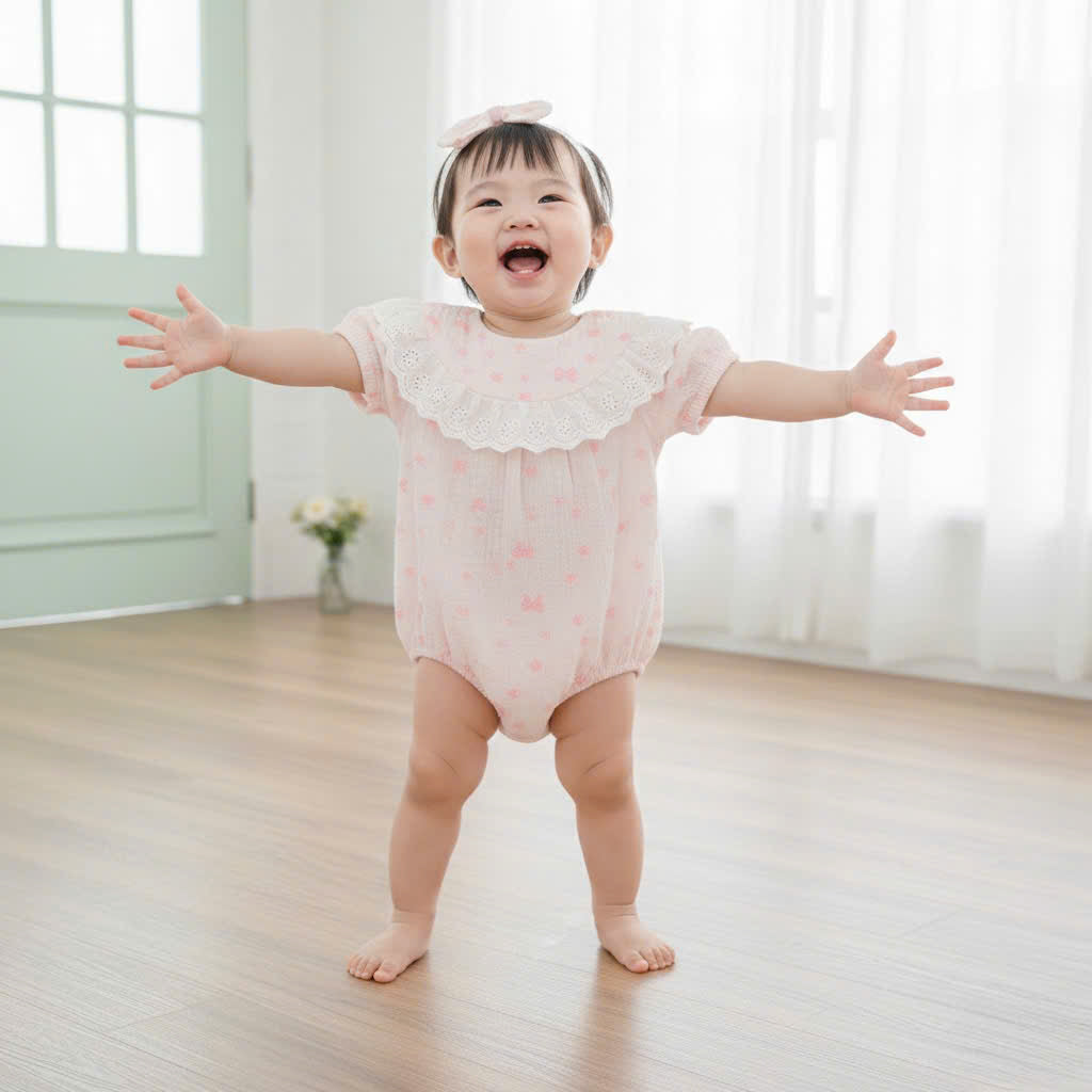 Pink Bow Whisper Romper Set Newborn–12 Months | Vintage Baby Romper with Detachable Bib & Matching Headband