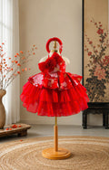 Vietnamese Yếm Halter Dress – Golden Thread Brocade (1–6 Years) | Traditional Festival Dress for Girls | Matching Soft Mấn Included