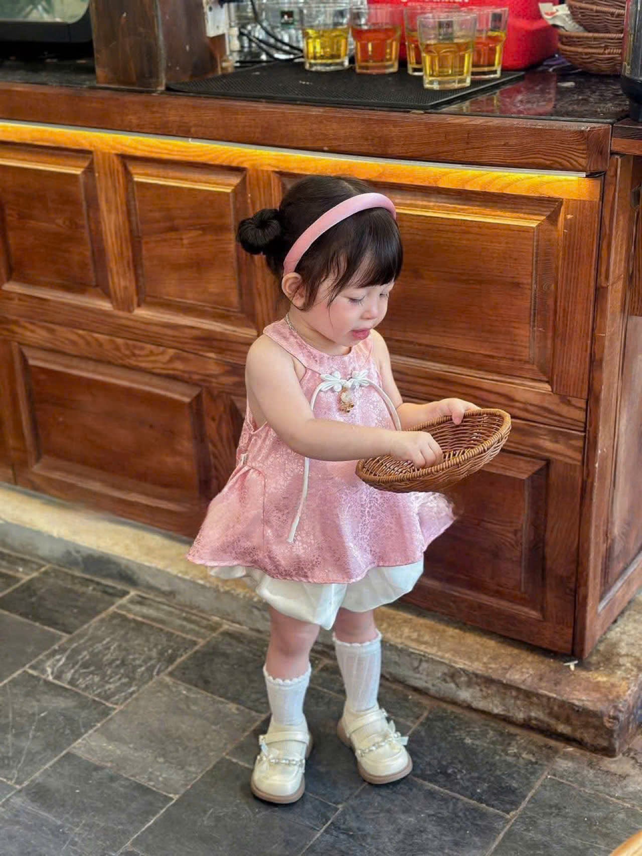 Halter Top & Pants Set – Imperial Bloom Newborn–3 Years | Traditional Silk Yếm Set with Matching Headband | Lunar New Year & Tết Outfit