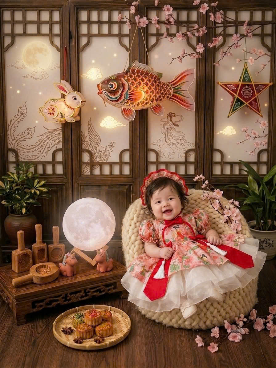 Cheongsam Dress – Blossom Fairy Newborn–5 Years | Floral Cheongsam Dress with Matching Headband | Lunar New Year, Mid-Autumn & Birthday Dress