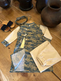 Teal Green Landscape Áo Dài Set Newborn–9 Years | Vietnamese Traditional Boys Outfit with Matching Pants | Optional Soft Khăn Đóng or Mấn | Tết, Lunar New Year & Mid-Autumn