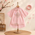 Blossom Embroidery Áo Dài Set Newborn–12Months | Vietnamese Traditional Baby Girl Outfit with Matching Headband | Tết, Lunar New Year & Mid-Autumn