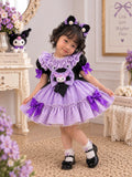 Purple Kawaii Girls Dress 3 Months–5 Years | Gothic Princess Dress | Purple Gingham Ruffle Dress | Toddler Birthday & Tea Party Outfit
