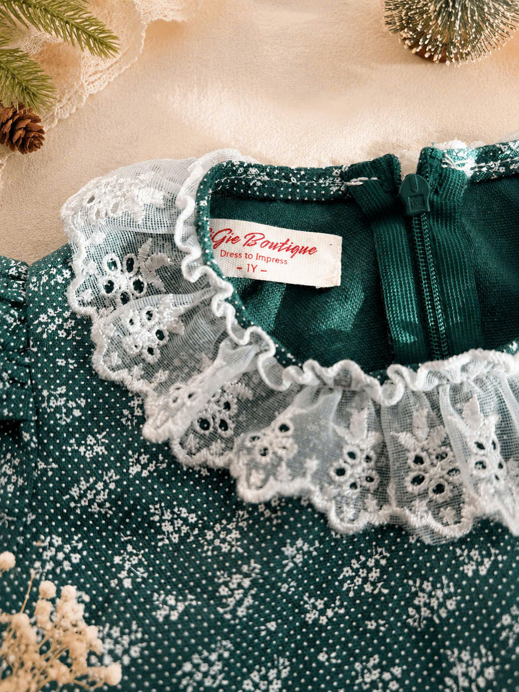 Snowflake Lace Christmas Romper 3 Months–3 Years | Baby & Toddler Girl Holiday Romper | Red or Green Christmas Outfit