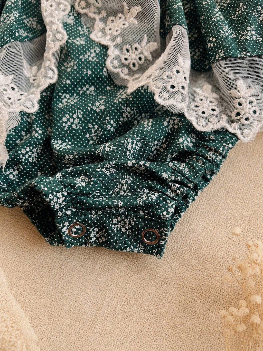 Snowflake Lace Christmas Romper 3 Months–3 Years | Baby & Toddler Girl Holiday Romper | Red or Green Christmas Outfit