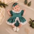 Snowflake Lace Christmas Romper 3 Months–3 Years | Baby & Toddler Girl Holiday Romper | Red or Green Christmas Outfit