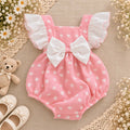 Pink Daisy Baby Romper 0–6 Months | Flutter Sleeve Bubble Romper with Oversized Bow