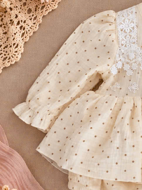 Dotka Cream Heirloom Romper Dress 0–12 Months | Muslin Baby Girl Romper with Bonnet