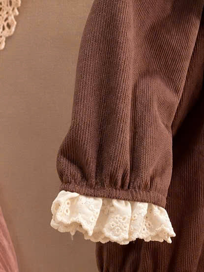 Brown Velvet Baby Girl Romper Set Newborn–12 Months | Vintage Ruffle Romper with Matching Bonnet