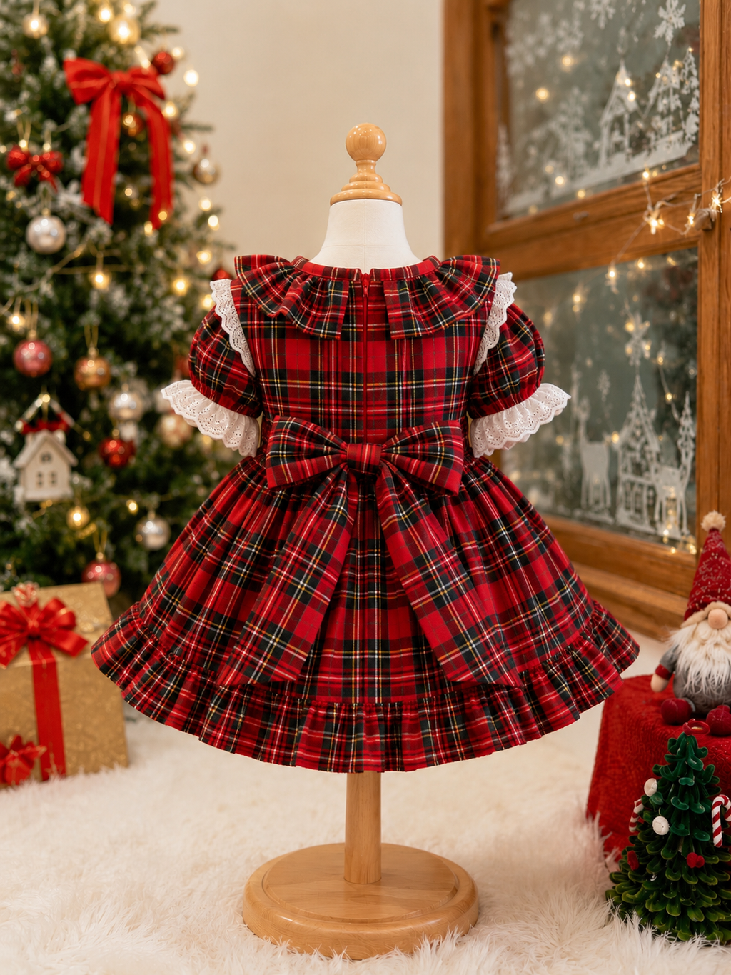 Christmas Plaid Cherry Dress (Newborn to 3 years)