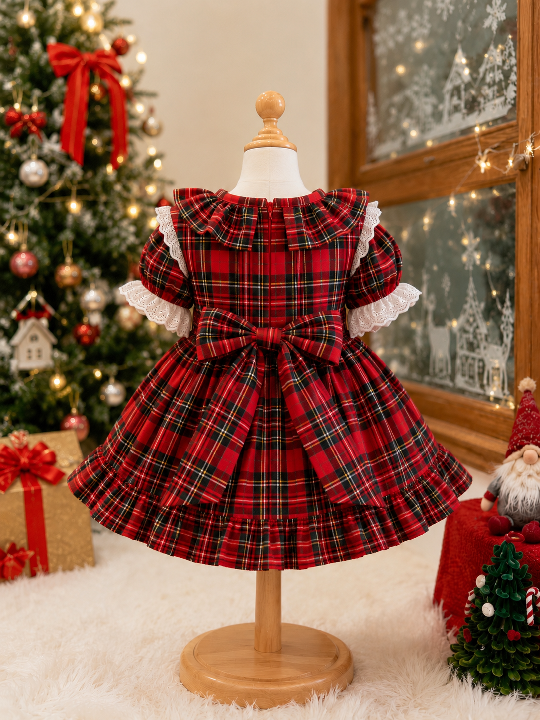 Christmas Plaid Cherry Dress (Newborn to 3 years)