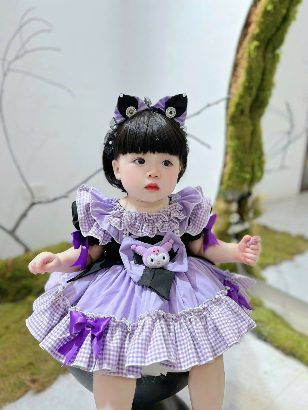 Kuromi Inspired Halloween Dress for Girls | Cute Cosplay Outfit | 6M–6Y