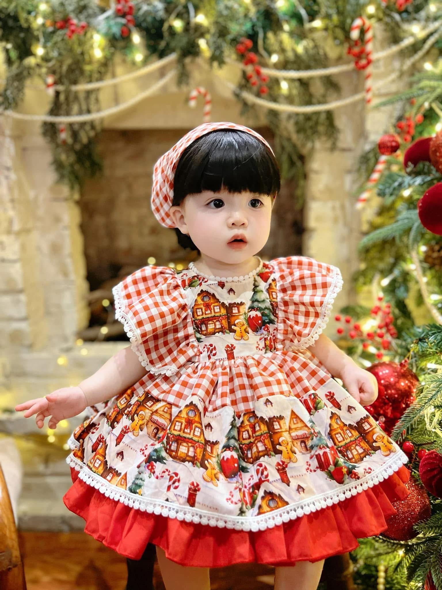 Christmas Village Boutique Dress & Matching Headscarf (NB - 5 years)