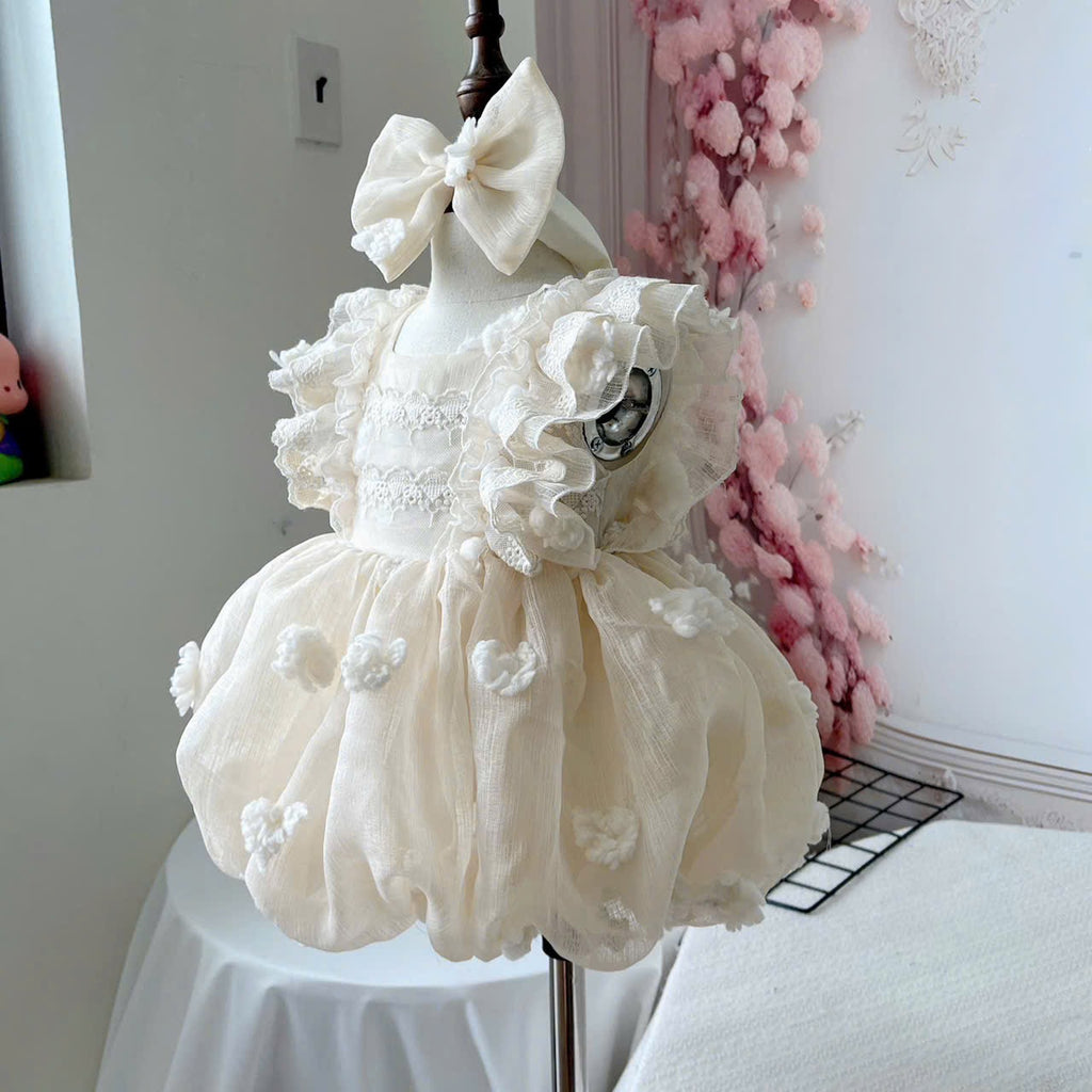 Baby Girl Baptism Romper Dress | Christening Lace Tulle Outfit with Headband | First Birthday Baby Dress 0–18 Months