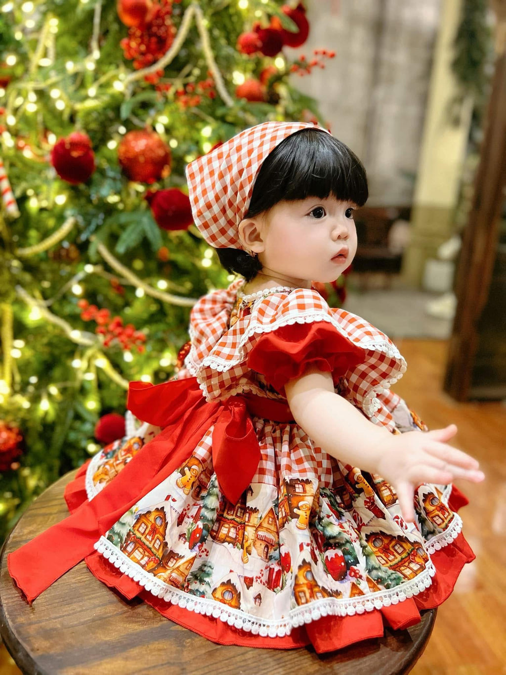 Christmas Village Boutique Dress & Matching Headscarf (NB - 5 years)