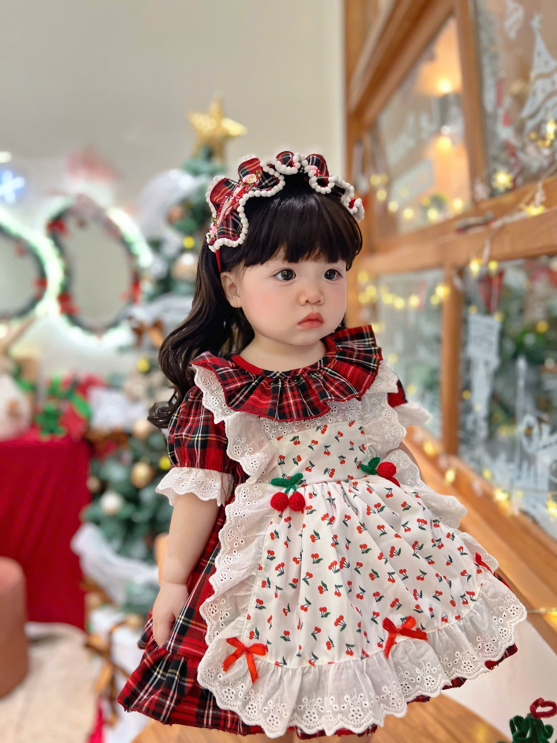 Christmas Plaid Cherry Dress (Newborn to 3 years)