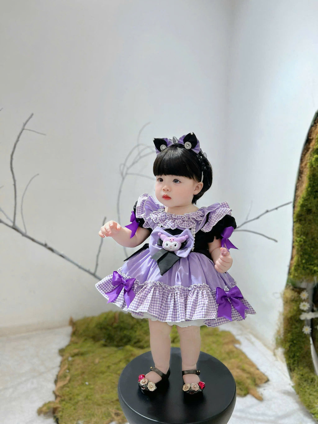 Kuromi Inspired Halloween Dress for Girls | Cute Cosplay Outfit | 6M–6Y