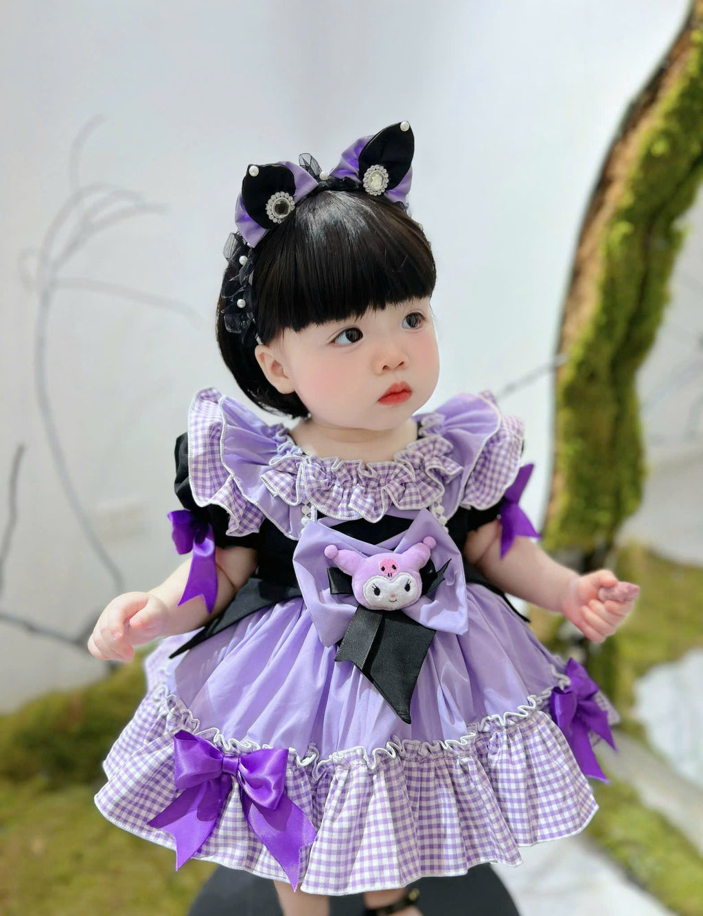 Kuromi Inspired Halloween Dress for Girls | Cute Cosplay Outfit | 6M–6Y